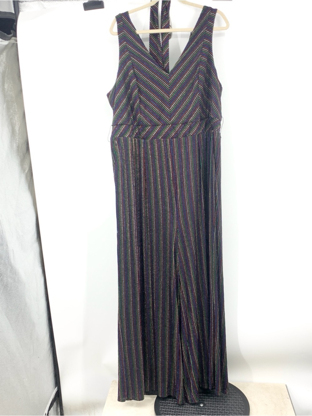 Torrid Women Size 3 3X 22 24 Jumpsuit Tank Wide Leg Pants Black Rainbow‎ Glitter